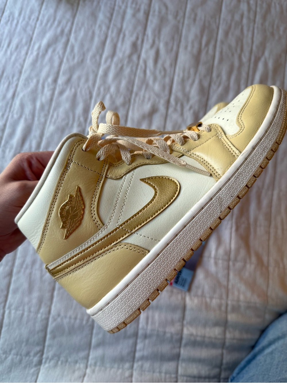 Nike Air Jordan 1 Mid – Cream & Metallic Gold - Picture 9 of 13